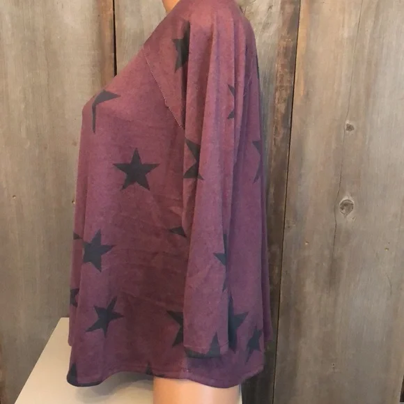 NWOT Hopely Star Top in Burgundy Maroon Size Small - Picture 6 of 16